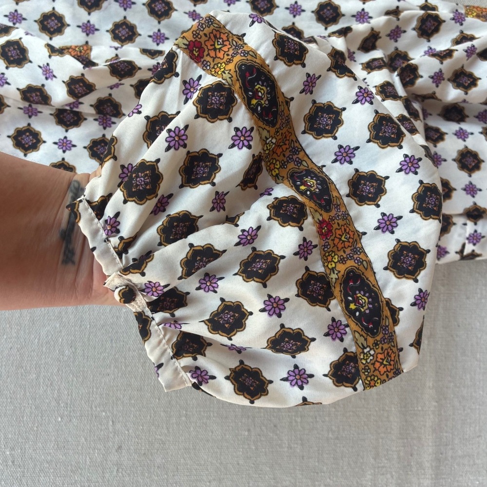 Boho Peasant Dress Womens Size 38 Paisley Geometric Whimsical Hippie Mini - Picture 8 of 10